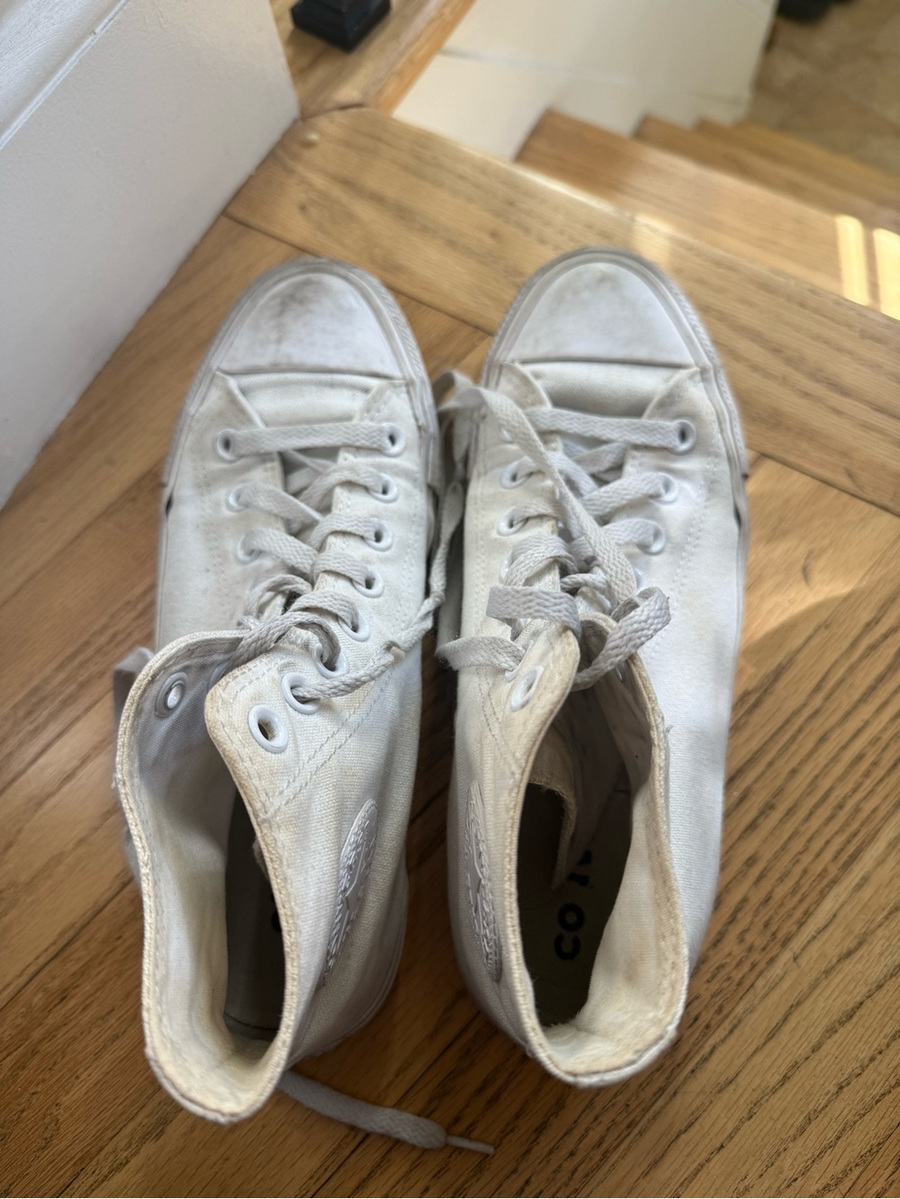 Women's White High-Top Canvas Sneakers